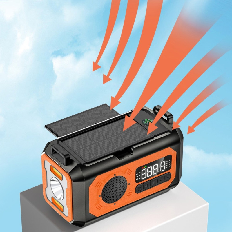 hand crank Radio 12000mAh Power Bank Battery flashlight Solar charging