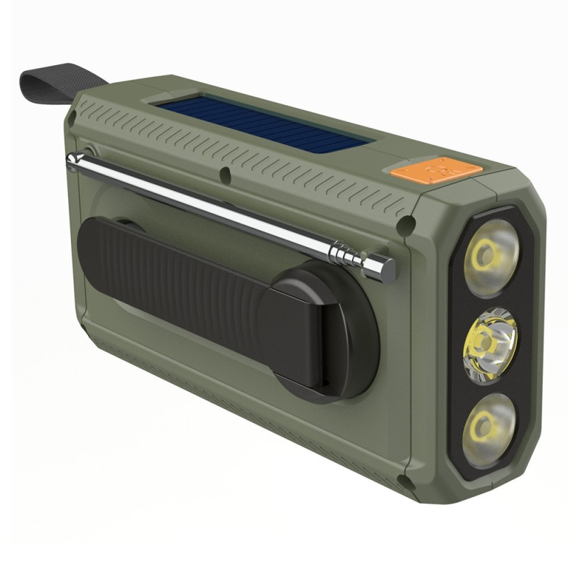 Solenergi håndsveiv DAB FM - radio lommelykt 4500mAh strømbank