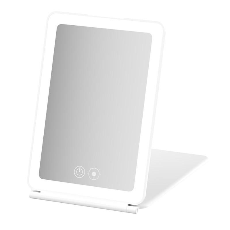 Foldable portable LED makeup mirror with 3X magnification
