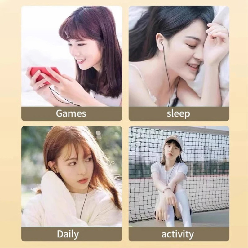 USB - C headset in - ear hovedtelefoner søvn støj isolering - sort