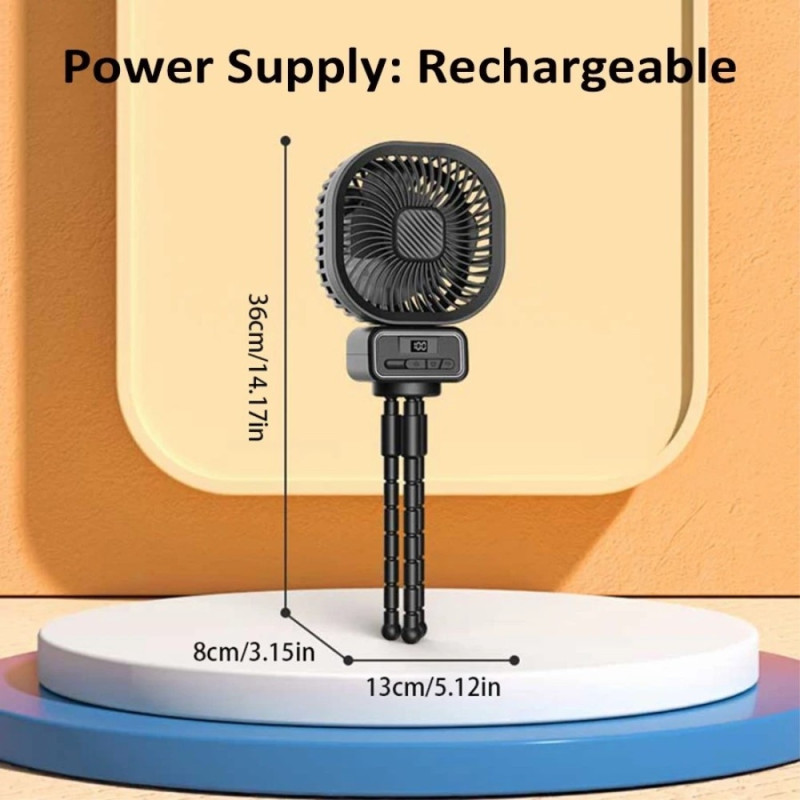 6" multifunctional cooling fan fan + stand for stroller camping