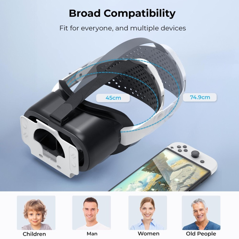 DEVASO compatible with Nintendo Switch VR headset with adjustable head strap