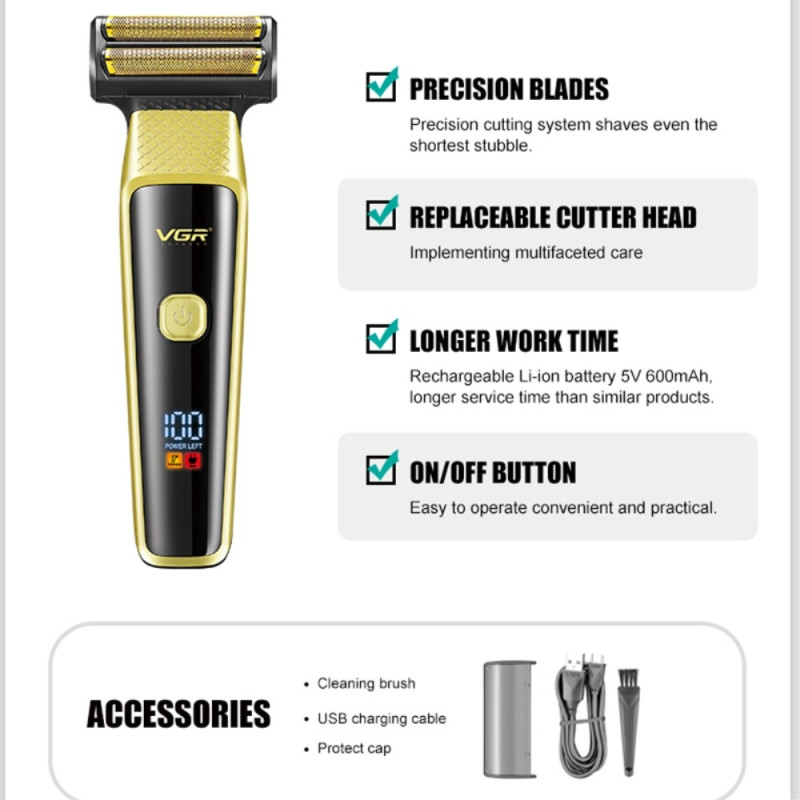 VGR Hair Clipper Nose Hair Trimmer Rechargeable Beard Trimmer
