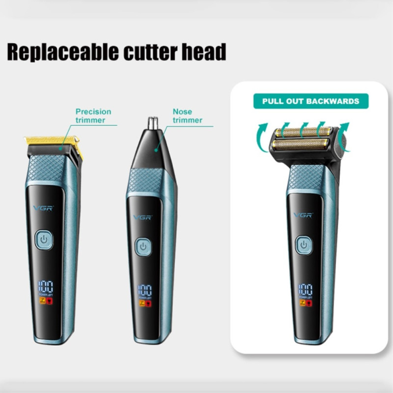 VGR Hair Clipper Nesehårtrimmer Oppladbar skjeggtrimmer