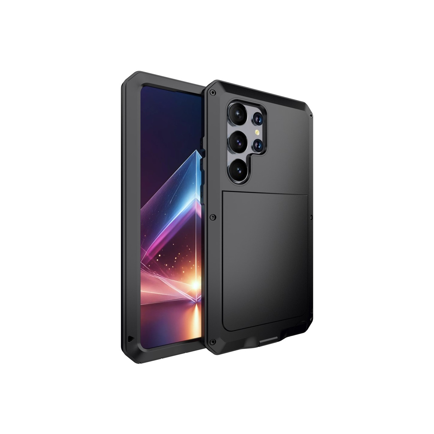 Samsung Galaxy S24 Ultra Case Armor beskyttelsesdeksel + Herdet Glass