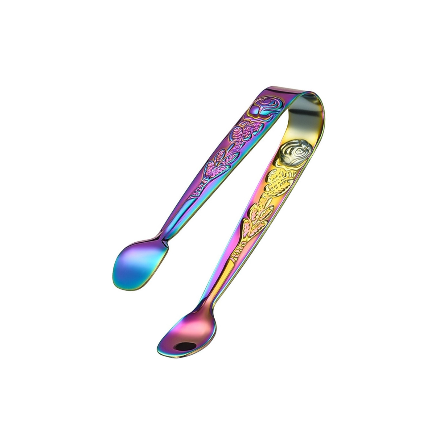 Ice Cube Spoon Tenger i rustfritt stål rosemønster mini mattang