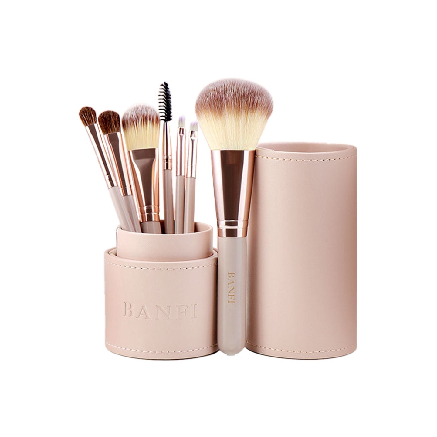 BANFI 7pcs Eyeshadow Foundation Lip Makeup - børstesett med eske