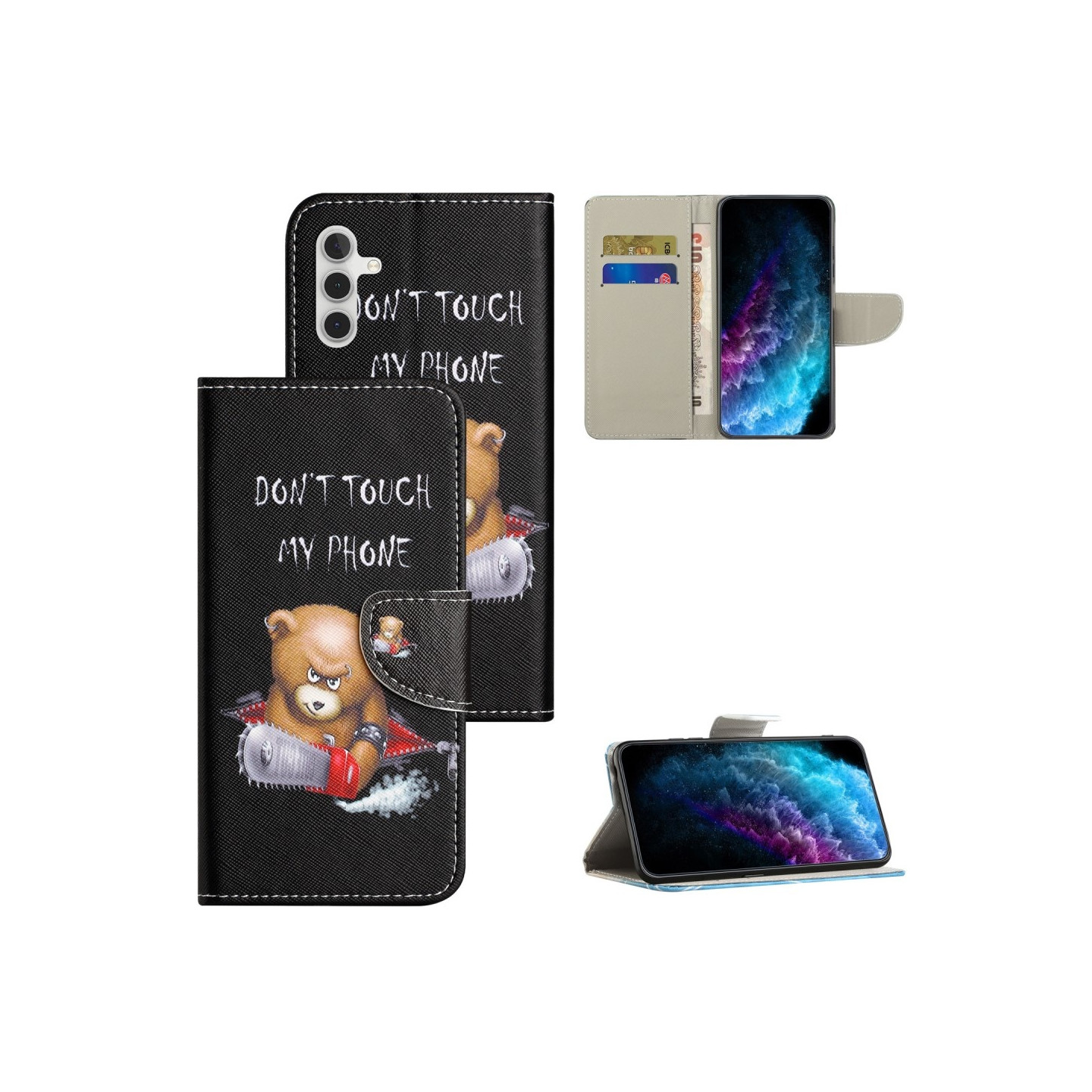 Til Samsung Galaxy A15 tegnebogstativetui mønstertelefoncover