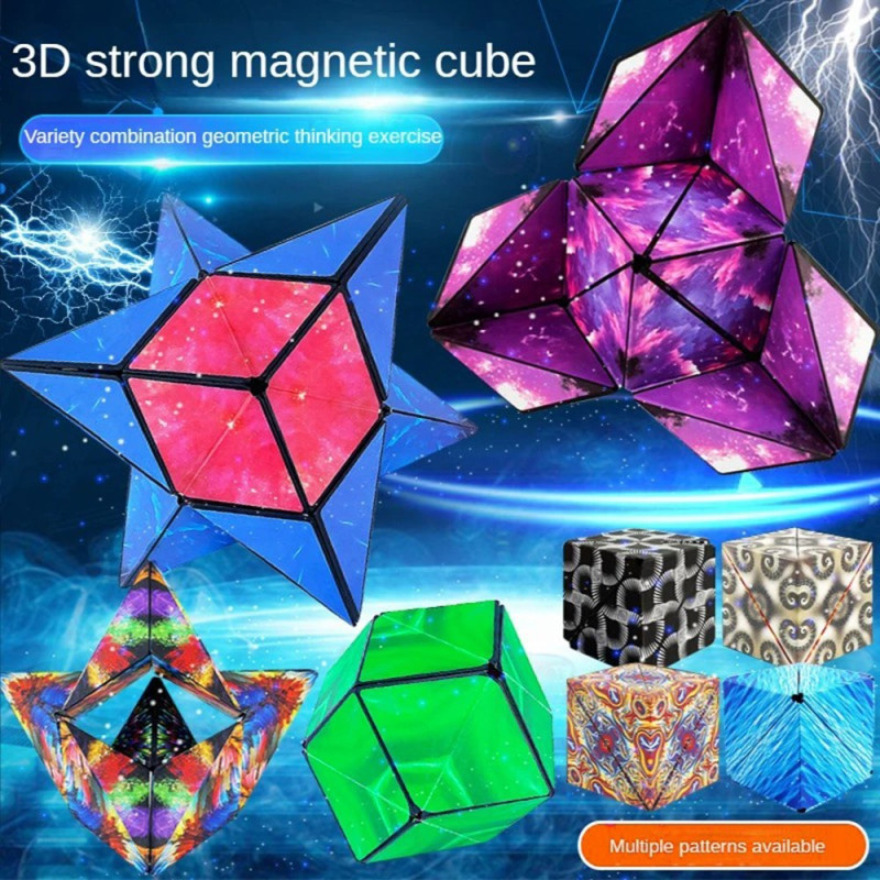 Fidget 6x6x6cm 3D magnetisk kube skiftende magisk terningpuslespill