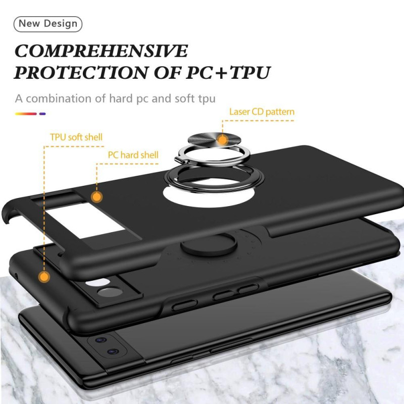 Google Pixel 6A sormenrengasjalustan hybridikotelo - musta