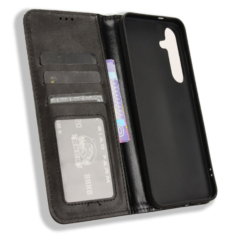 Wallet Stand Flip Phone Case for Samsung Galaxy S24 Plus - Black