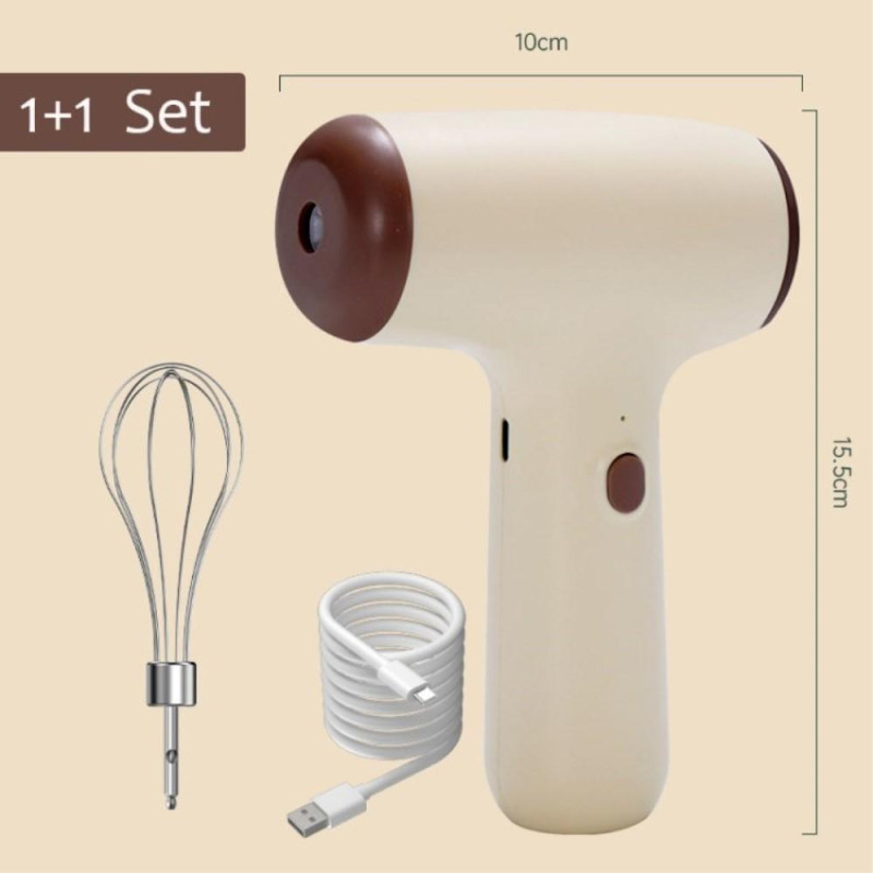 5 - Gears Cordless Electric Hand Mixer Egg Beater - Khaki