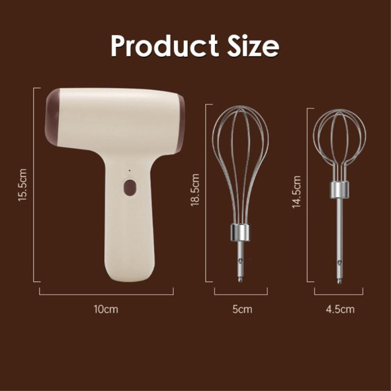 5 - Gears Cordless Electric Hand Mixer Egg Beater - Khaki