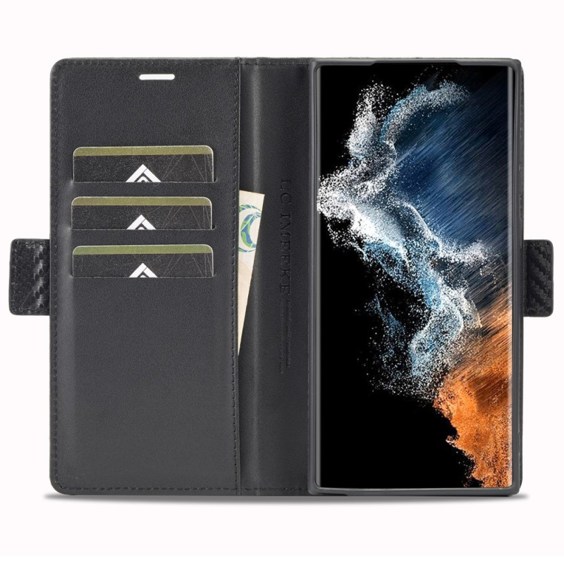 LC.IMEEKE Wallet Case for Samsung Galaxy S24 Ultra - Black