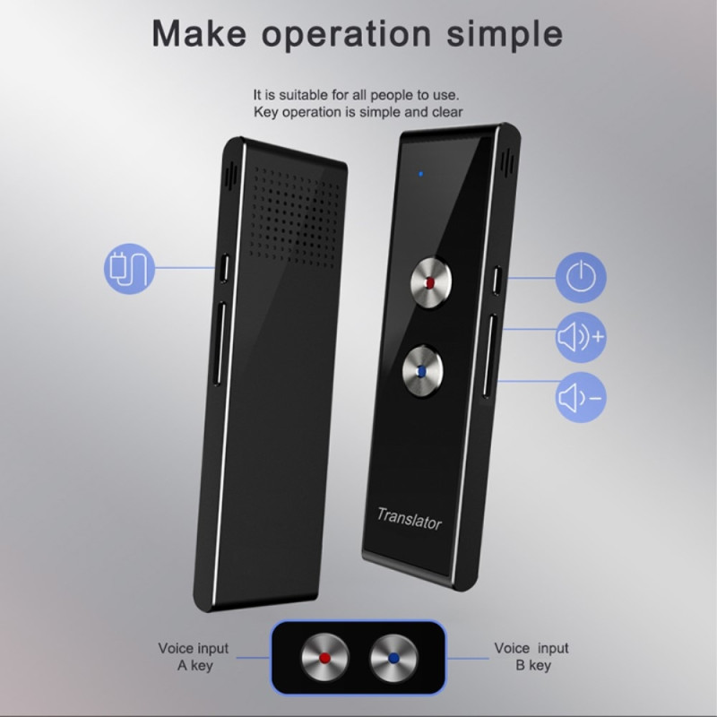 T8+ Bluetooth 40 språk øyeblikkelig taleoversetter for reiselæring