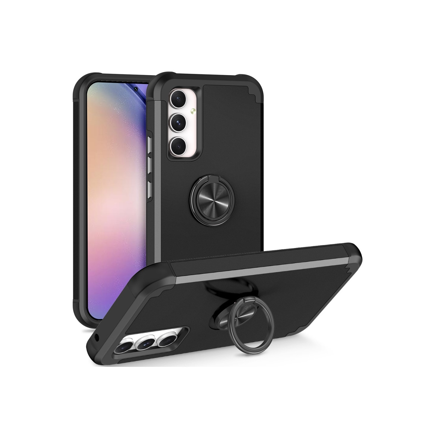 Samsung Galaxy A15 Hybrid Deksel Med Fingerring - Svart