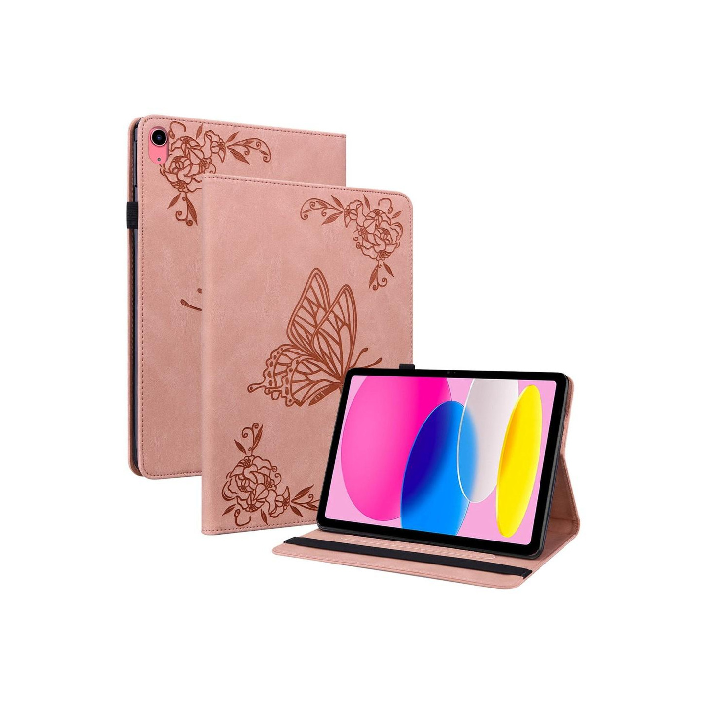 For iPad 10.9 (2022) Tablet Case Cover Buterfly Imprinting - Pink