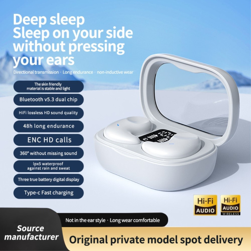 Sovehodetelefoner i øret for å sove med Bluetooth - hodetelefoner - svart