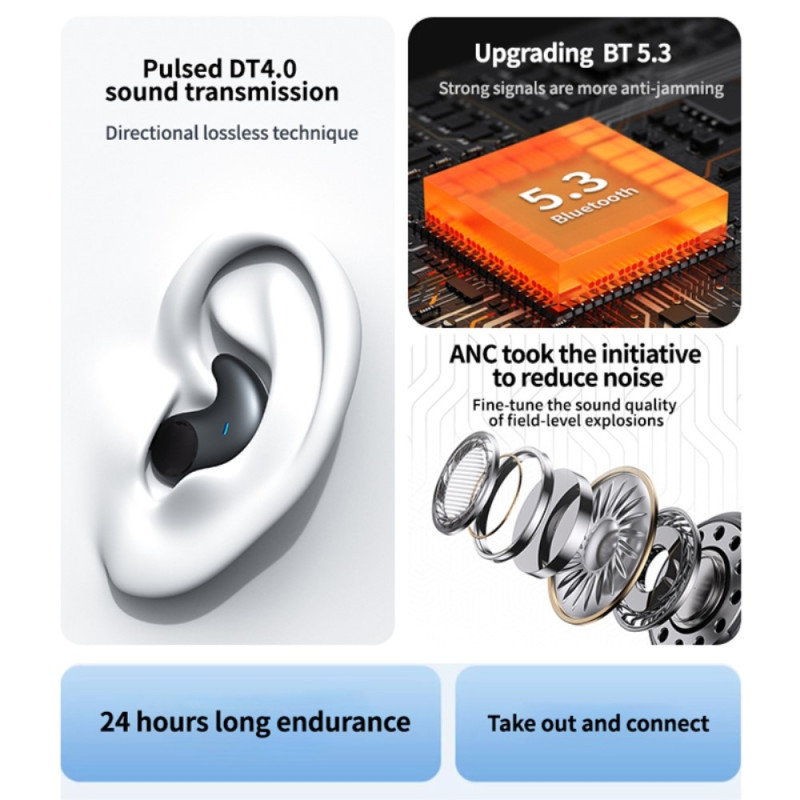 Sleep Headphones In ear to sleep with Bluetooth - Black