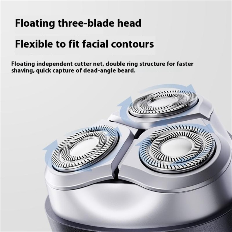 Electric shaver with 3D floating head usb-C fast charging IPX7 waterproof