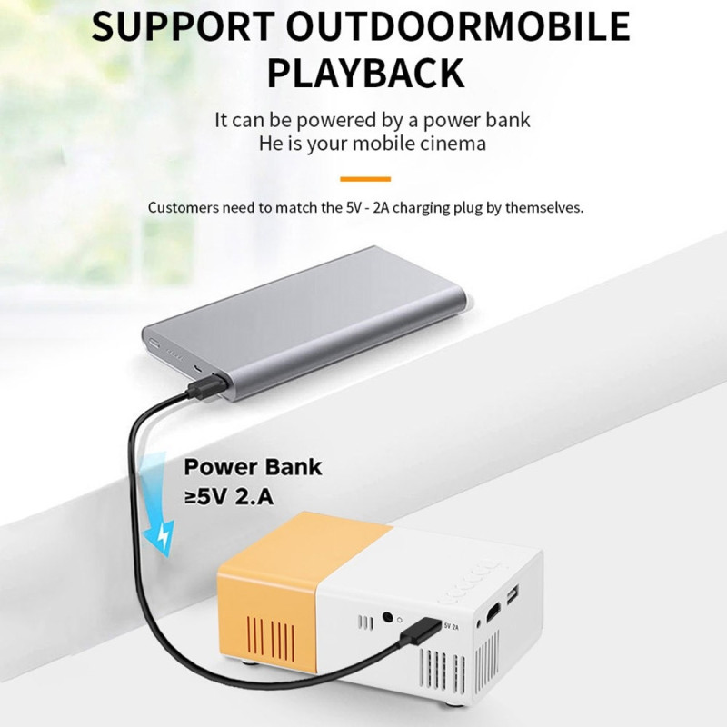 Projektor Hjemmebiograf HD Bærbar LED Projektor Skærmspejling Understøtter 1080P