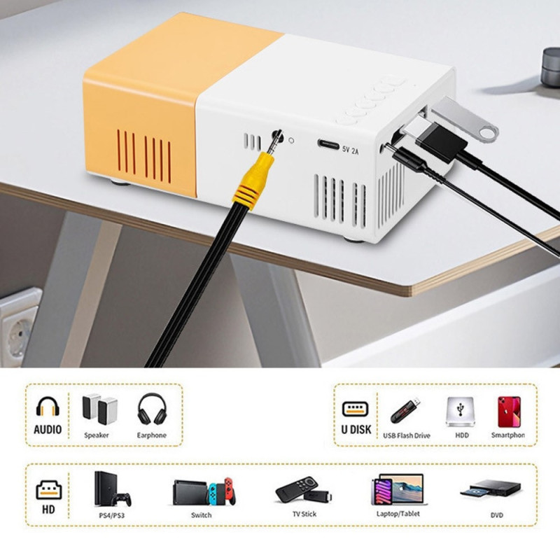 Projector Home Theater HD Portable LED Projector Screen Mirroring Supports 1080P