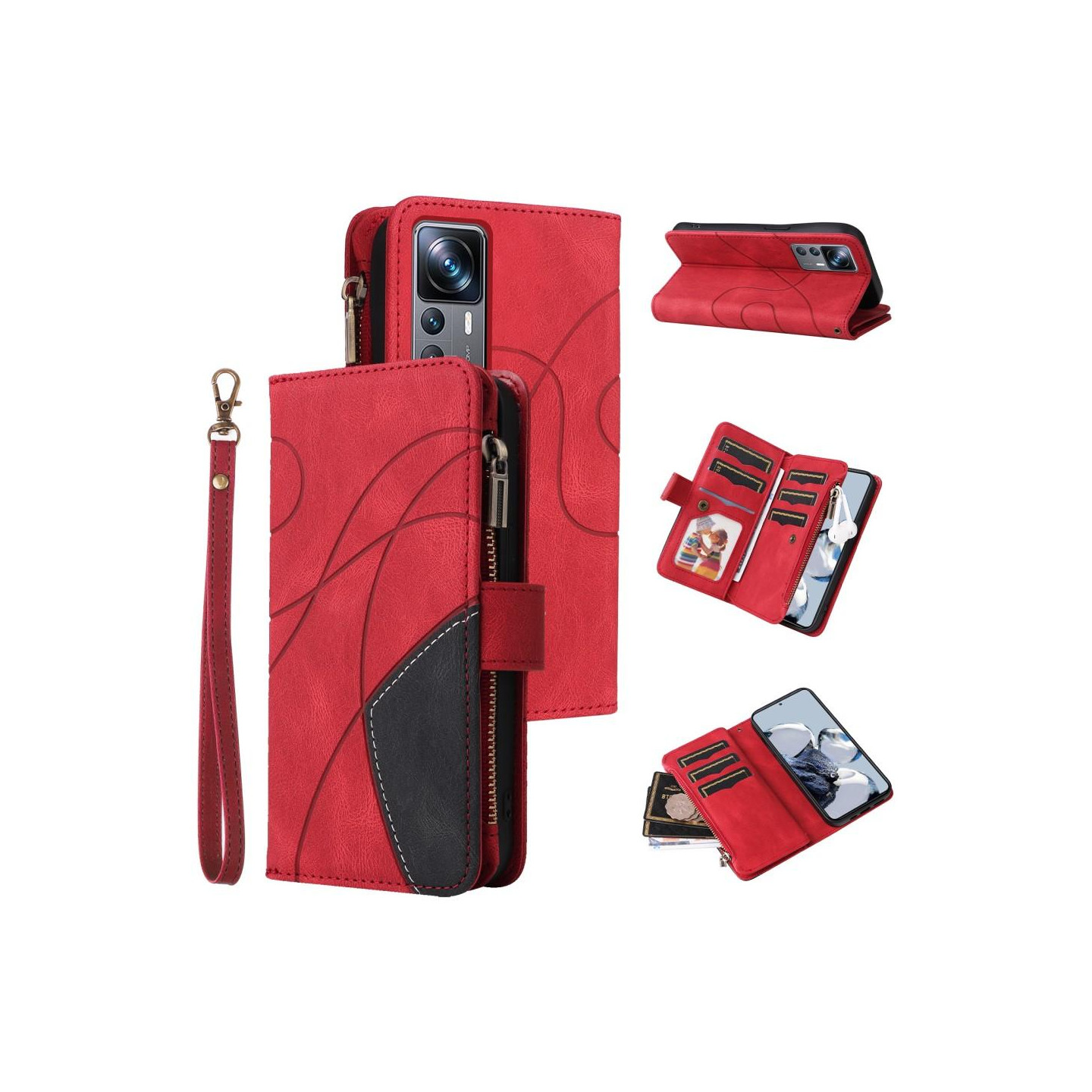 KT Multi - function Series - 5 For Xiaomi 12T / 12T Pro Phone Case - Red
