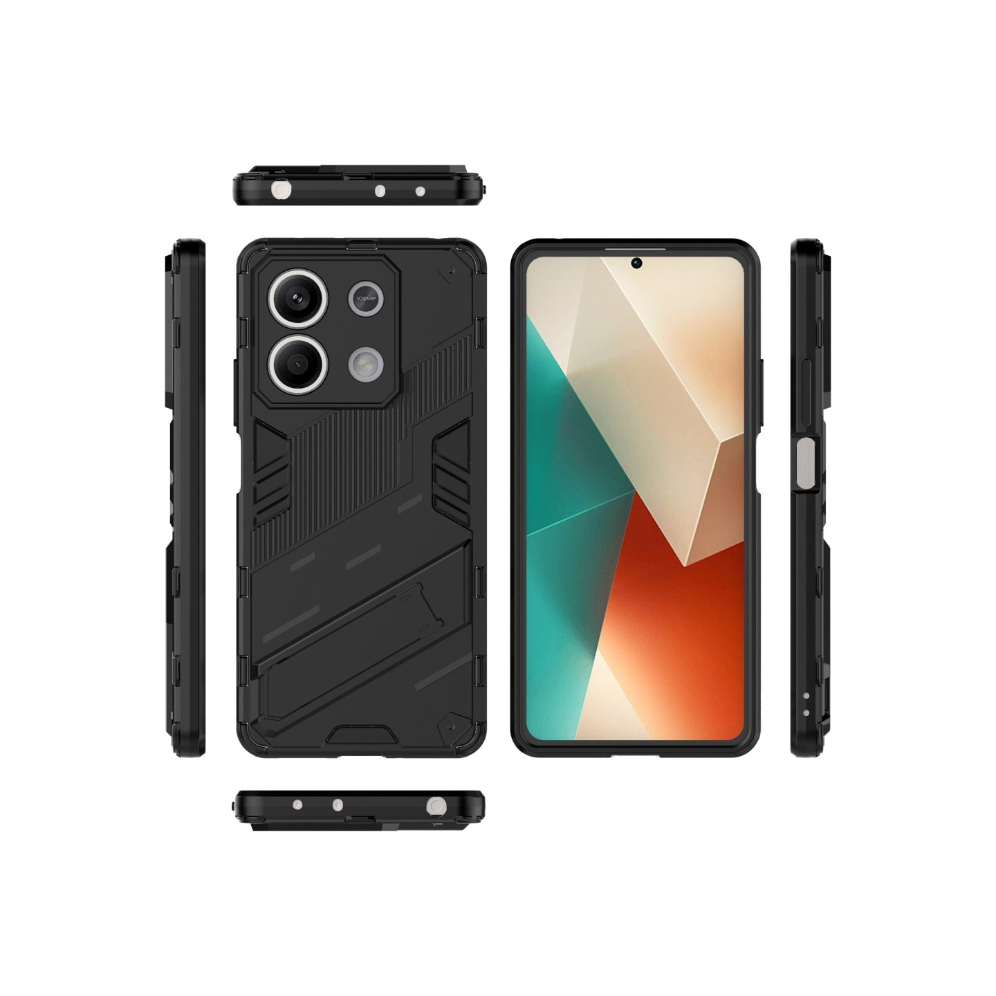 Xiaomi Redmi Note 13 Cover Case - kuoren takaosa jalustalla
