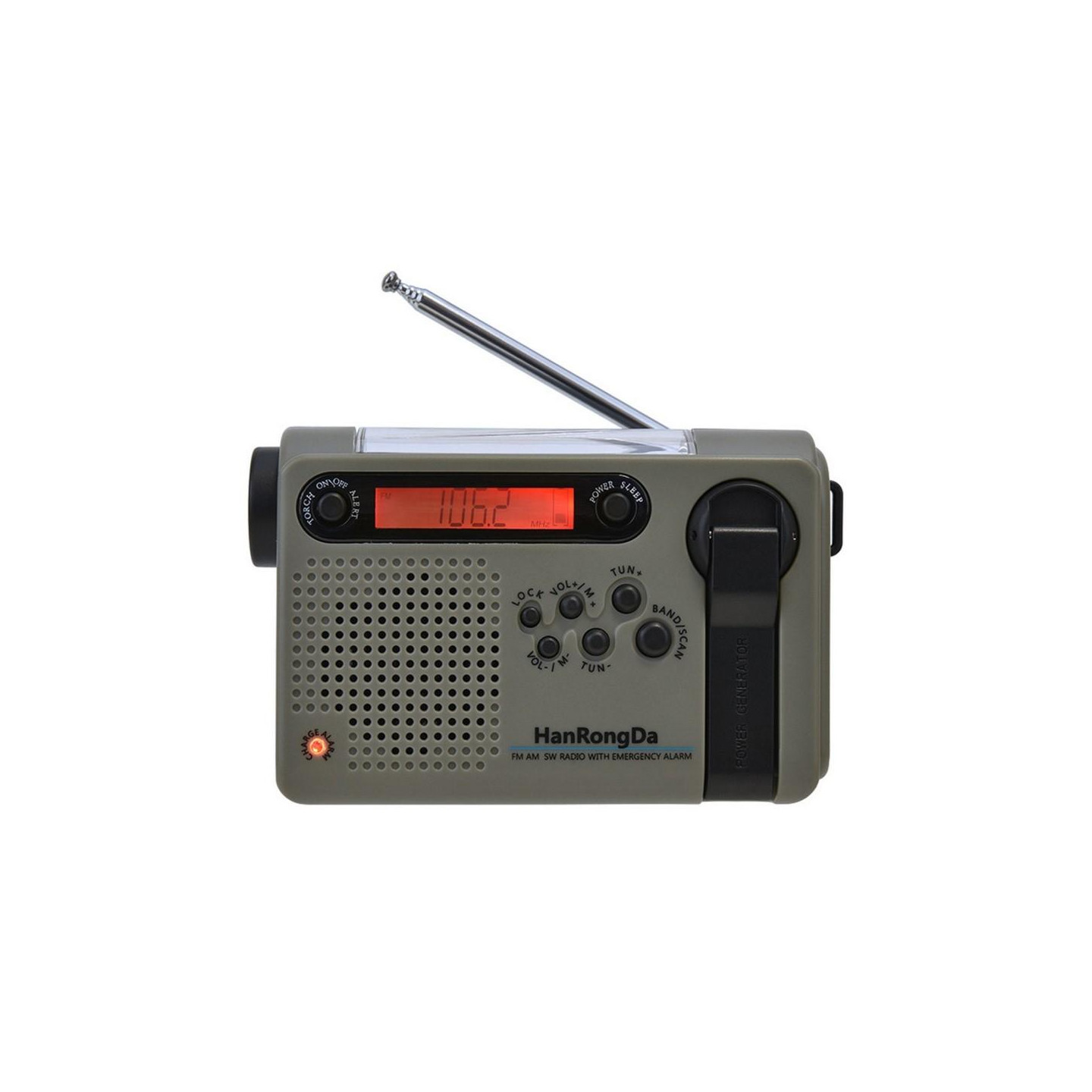 Emergency Radio LED Flashlight 2000mAh Battery Hand Crank Solar