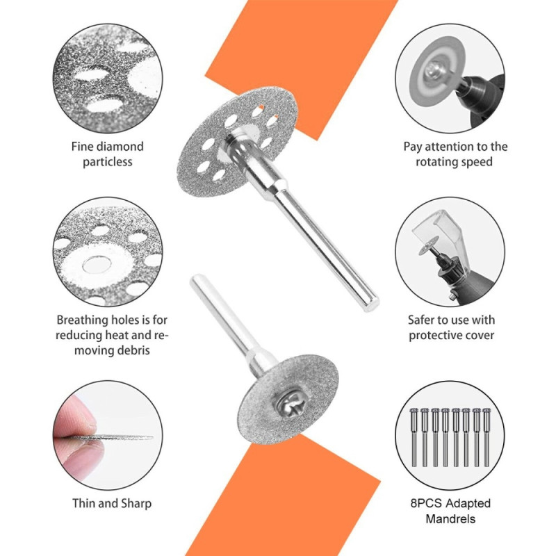 50 stk Diamantskjæreskiver for edelstener Glasskeramikk