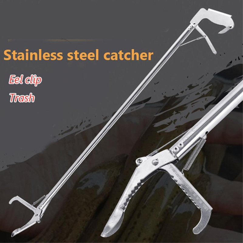 Stainless steel snake tongs reptile catcher with lock - 1.5 m