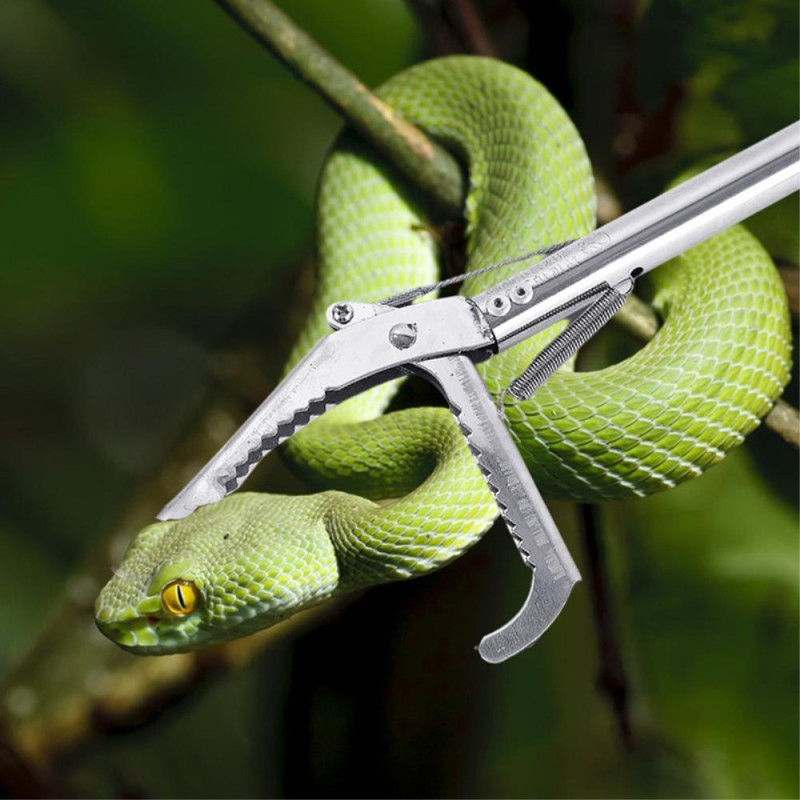 Stainless steel snake tongs reptile catcher with lock - 1.5 m