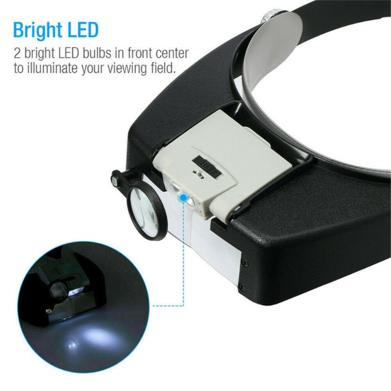 Magnifying glass Headband LED light bulb Visor Head mounted