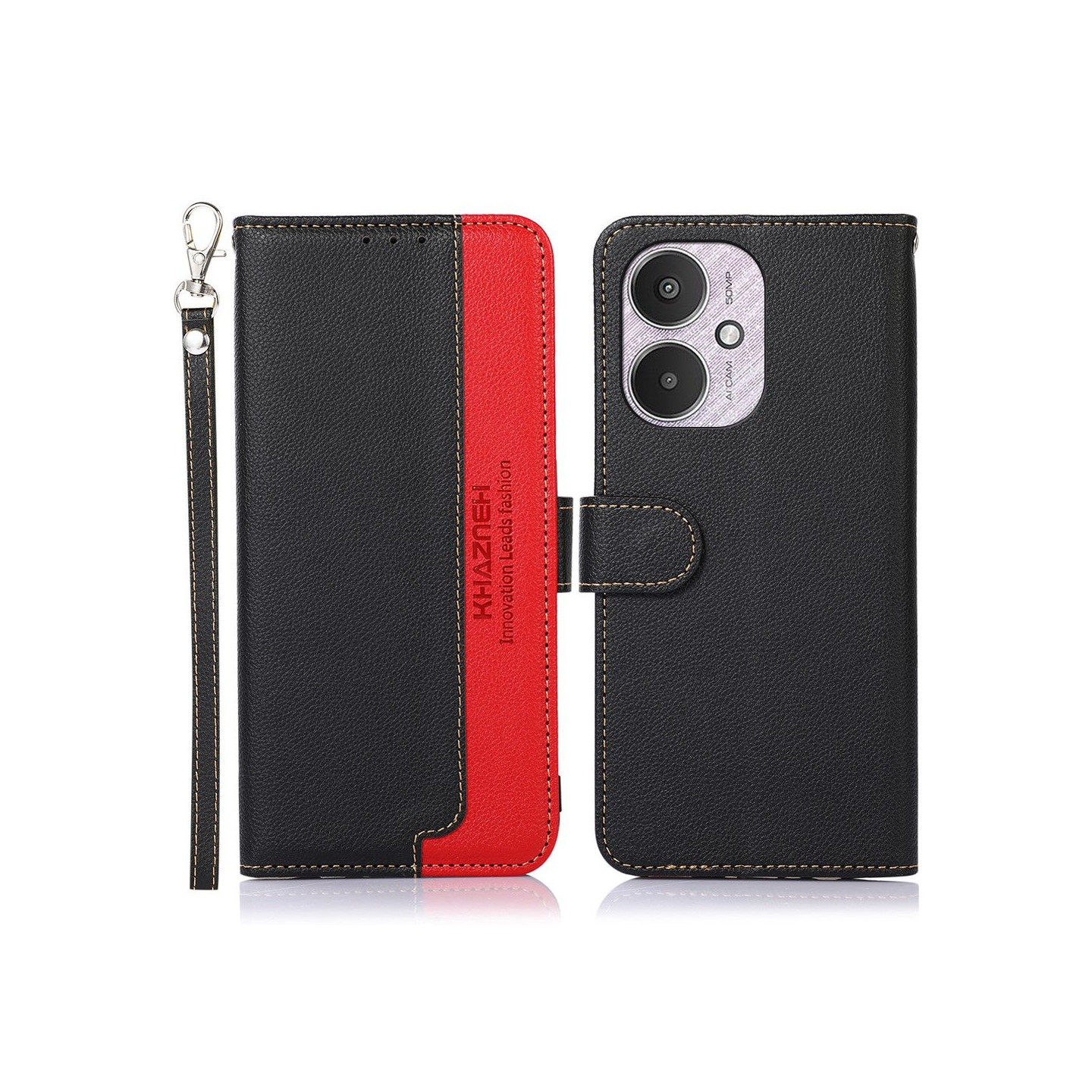 KHAZNEH Pung etui til Xiaomi Redmi 13C - Sort - rød