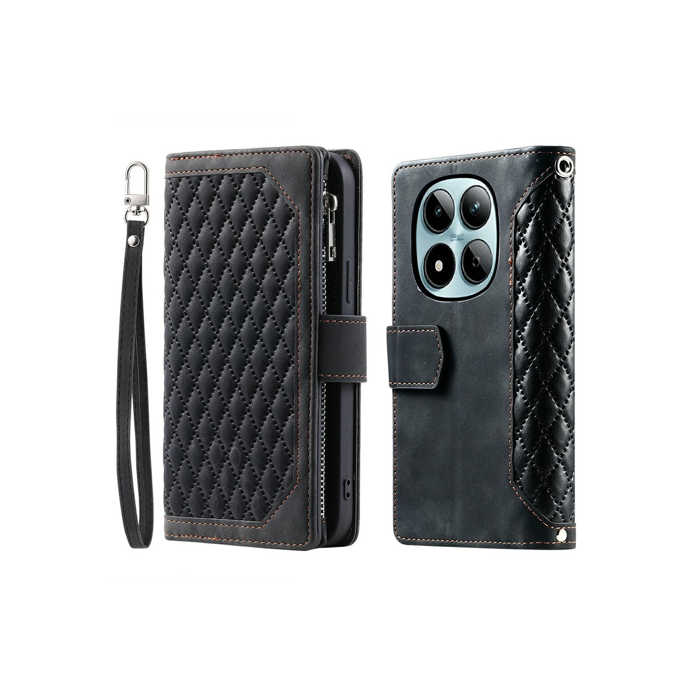 Til Xiaomi Redmi Note 15 Pro 5G Zipper Wallet Case Rhombus Telefoncover