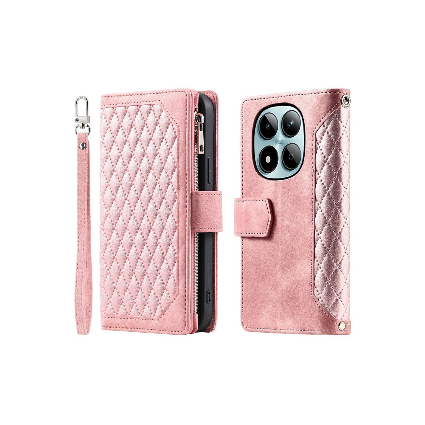 Xiaomi Redmi Note 15 Pro 5G Zipper Wallet Case Rhombus Stitching Line Puhelinsuojus