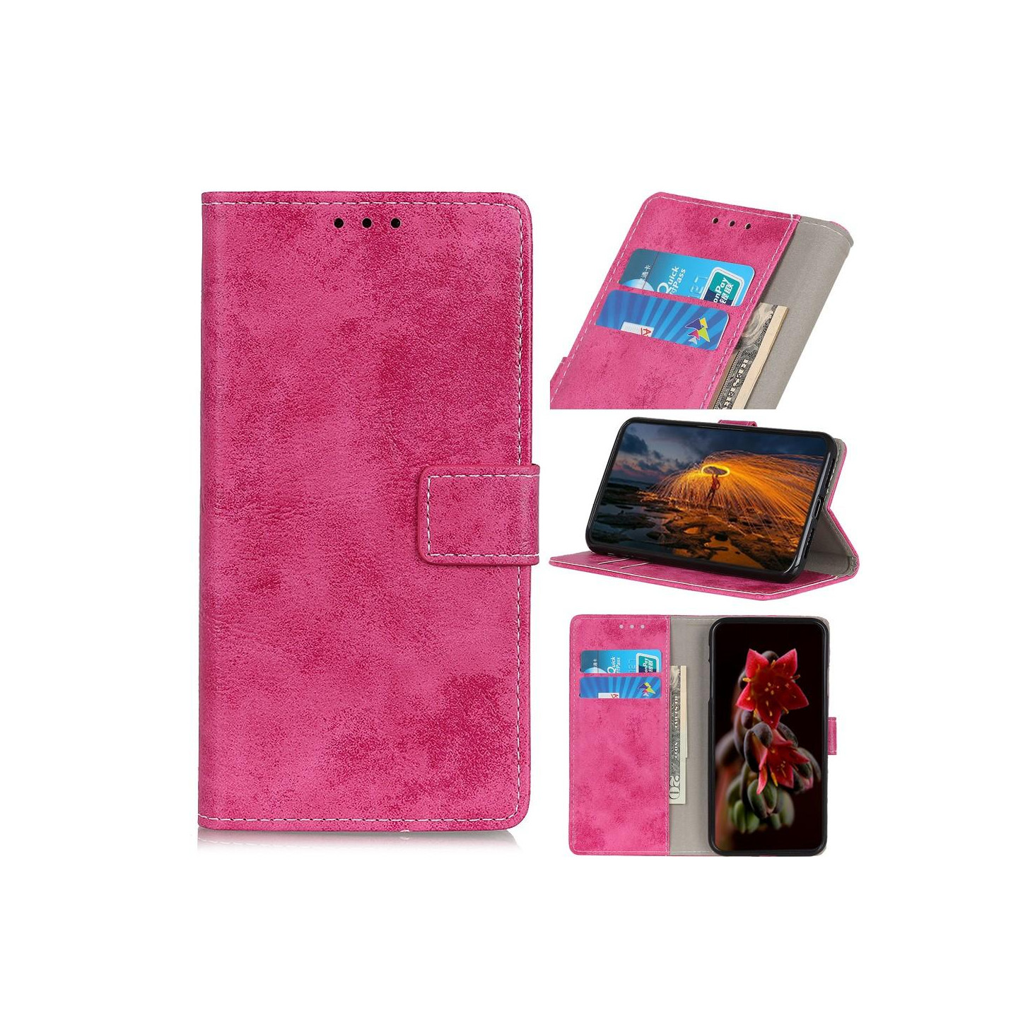 Retro Wallet Stand Case for Google Pixel 6a - Pink