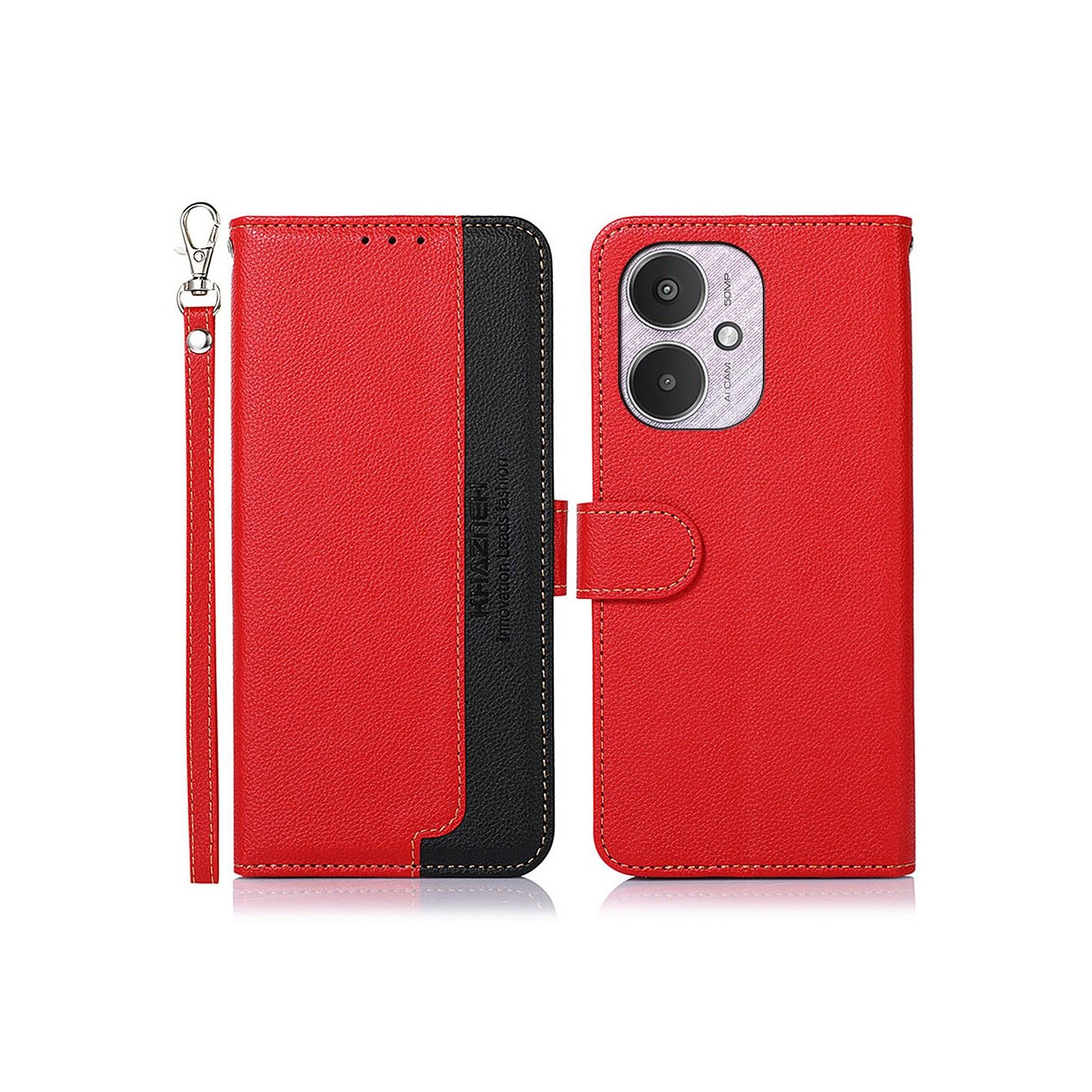 KHAZNEH Lompakkokotelo Xiaomi Redmi 13C:lle - Punamusta