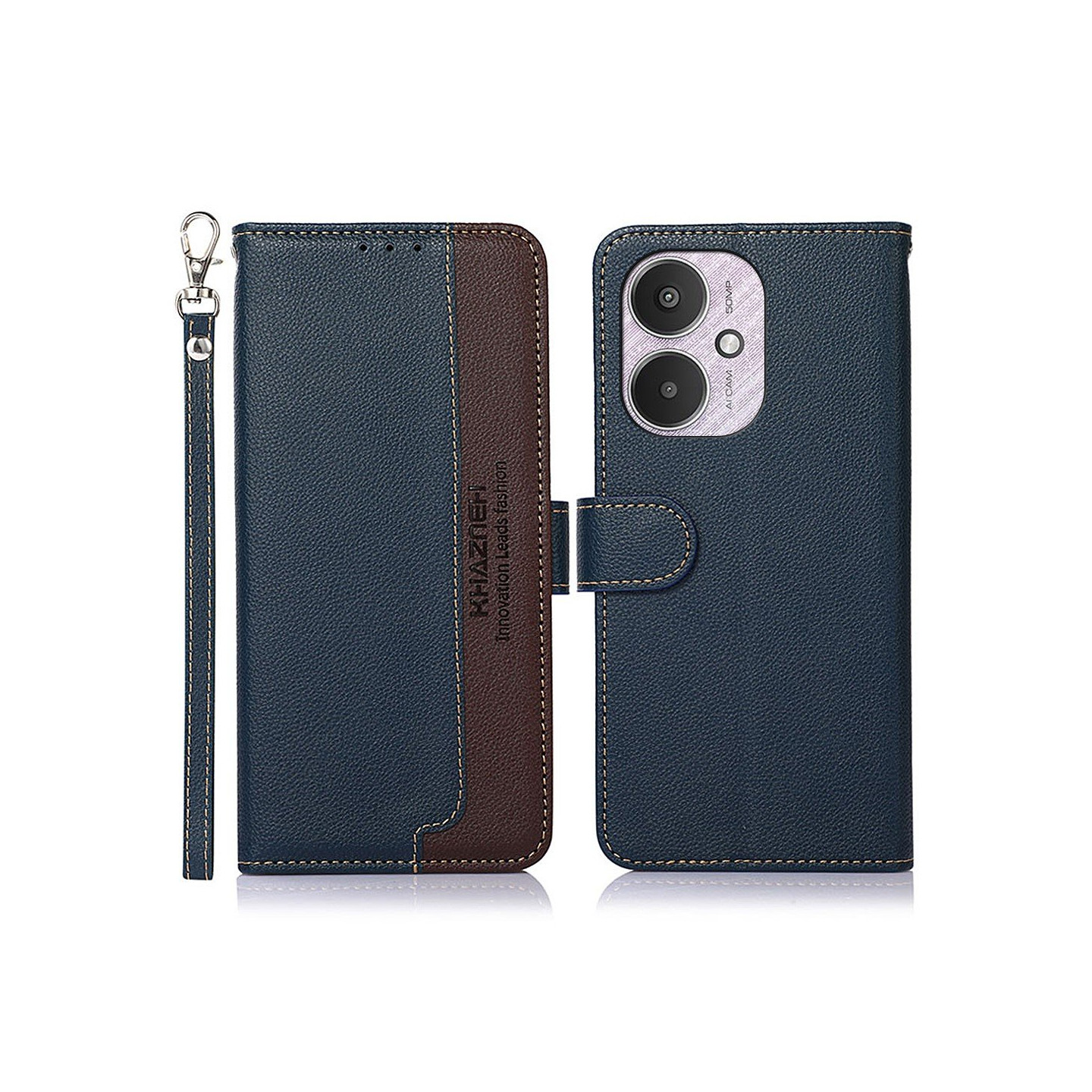 KHAZNEH Wallet case for Xiaomi Redmi 13C - Blue/Brown