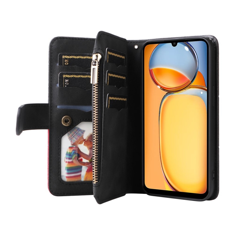 KT lompakkokotelo Xiaomi Redmi 13C:lle - musta - punainen