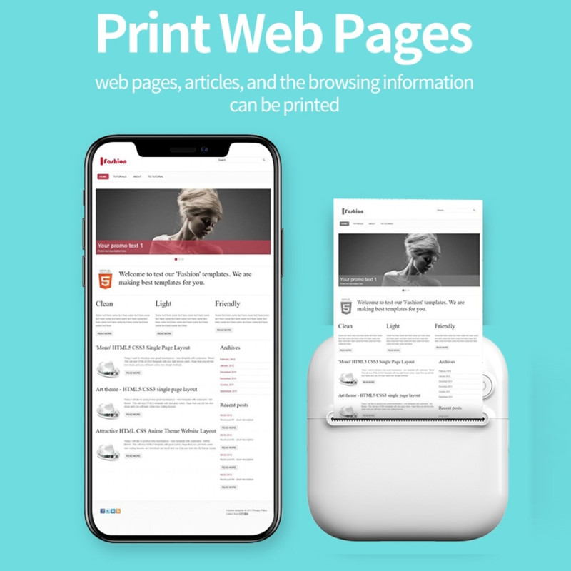Bluetooth - fotoskriver Bærbar trådløs kontormemo - skriver