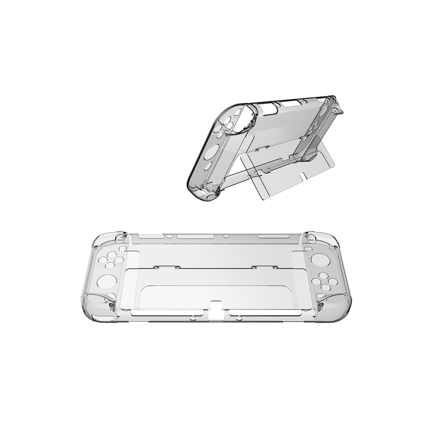 Kompatibel med Nintendo Switch OLED Protector Transparent Case med Kickstand