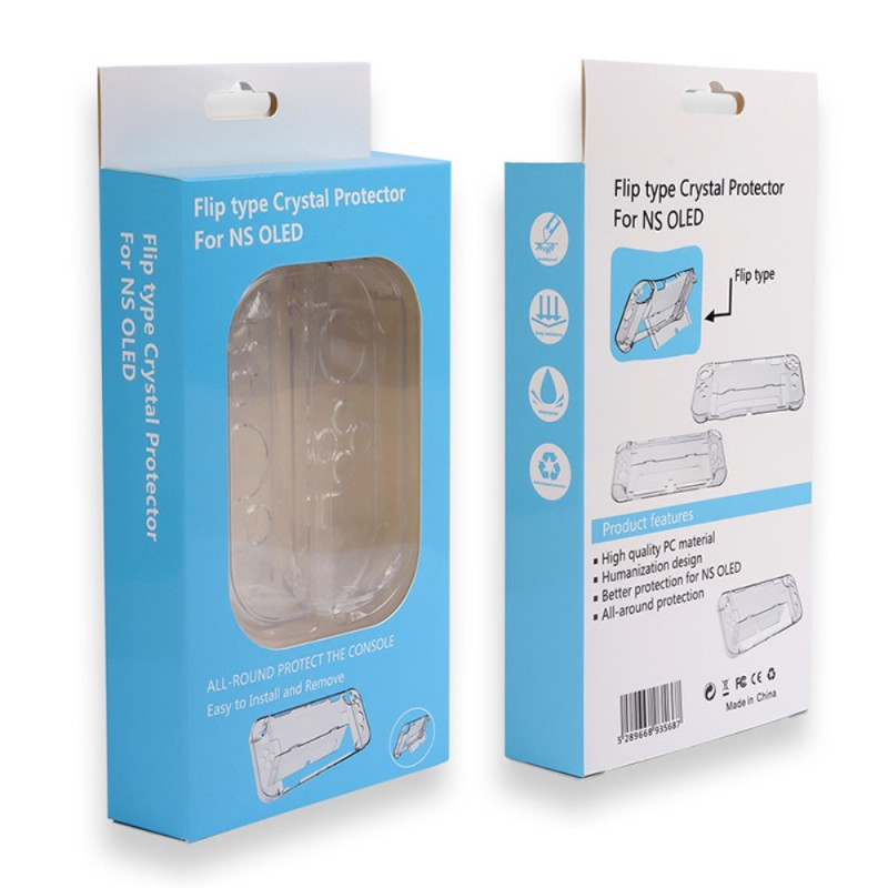Yhteensopiva Nintendo Switch OLED Protector - läpinäkyvän suojakotelon kanssa jalustalla