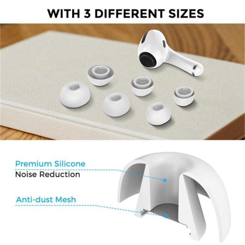 2 pairs of earphone tips for Apple AirPods Pro 2, size: S+L