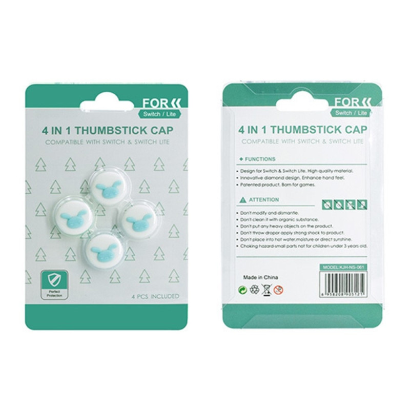 Compatible with Nintendo Switch Switch Lite Cartoon Silicone Buttons - White+Blue