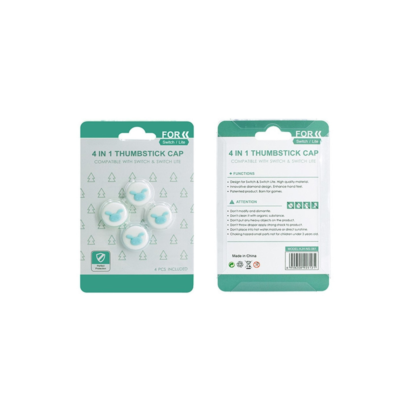 Compatible with Nintendo Switch Switch Lite Cartoon Silicone Buttons - White+Blue