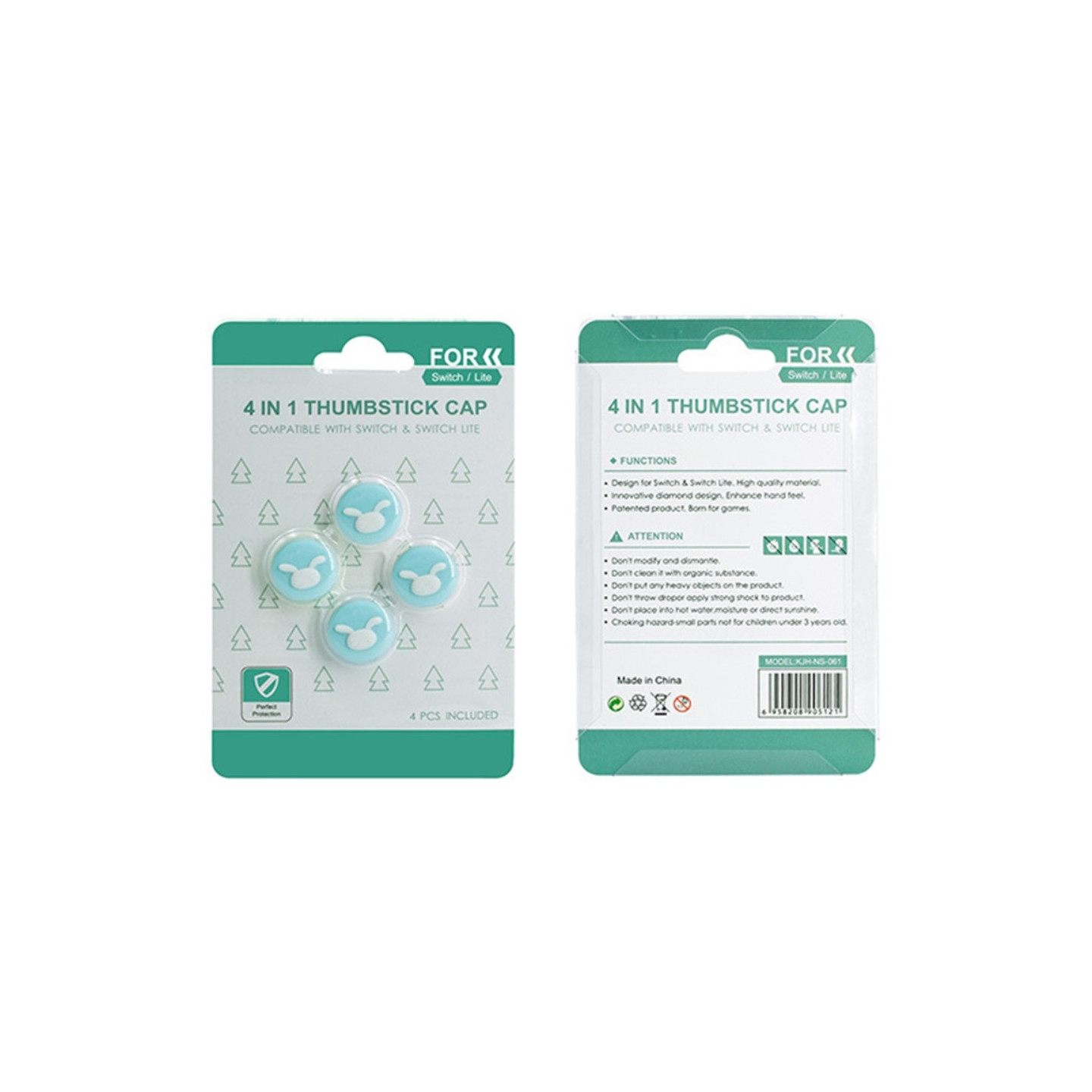 Compatible with Nintendo Switch Switch Lite Cartoon Silicone Buttons - Blue+White