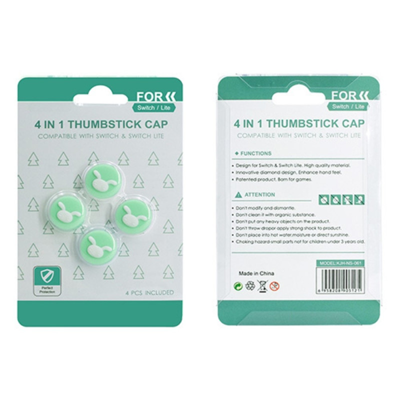 Yhteensopiva Nintendo Switch Switch Lite - sarjakuvan silikonipainikkeiden kanssa - vihreä+valkoinen
