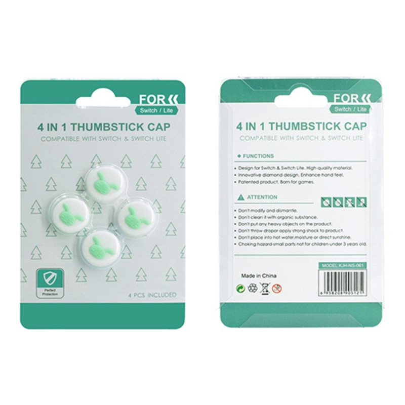Kompatibel med Nintendo Switch Lite Cartoon Silikon Knapper - Hvit+Grønn