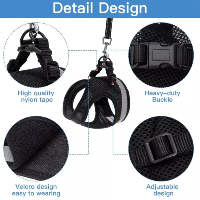 Reflective Dog Harness for Small Medium Dog - Black/L